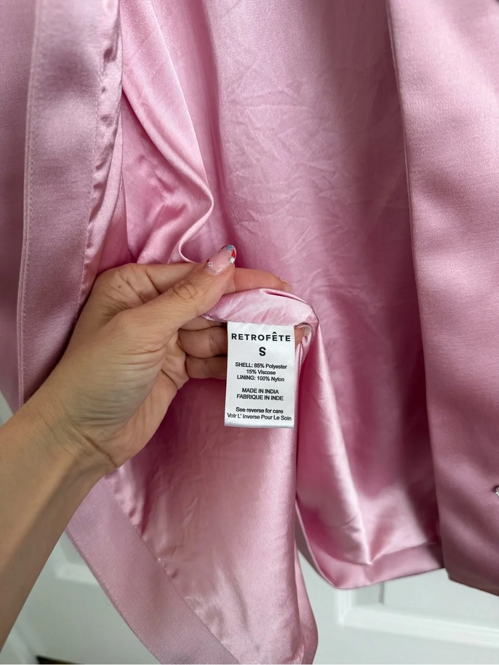 Retrofete Elise Strapless Crystal Embellished Satin Gown Pink NEW with tags - Picture 14 of 16